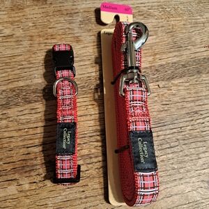 Red Plaid Leash & Collar small to medium dog